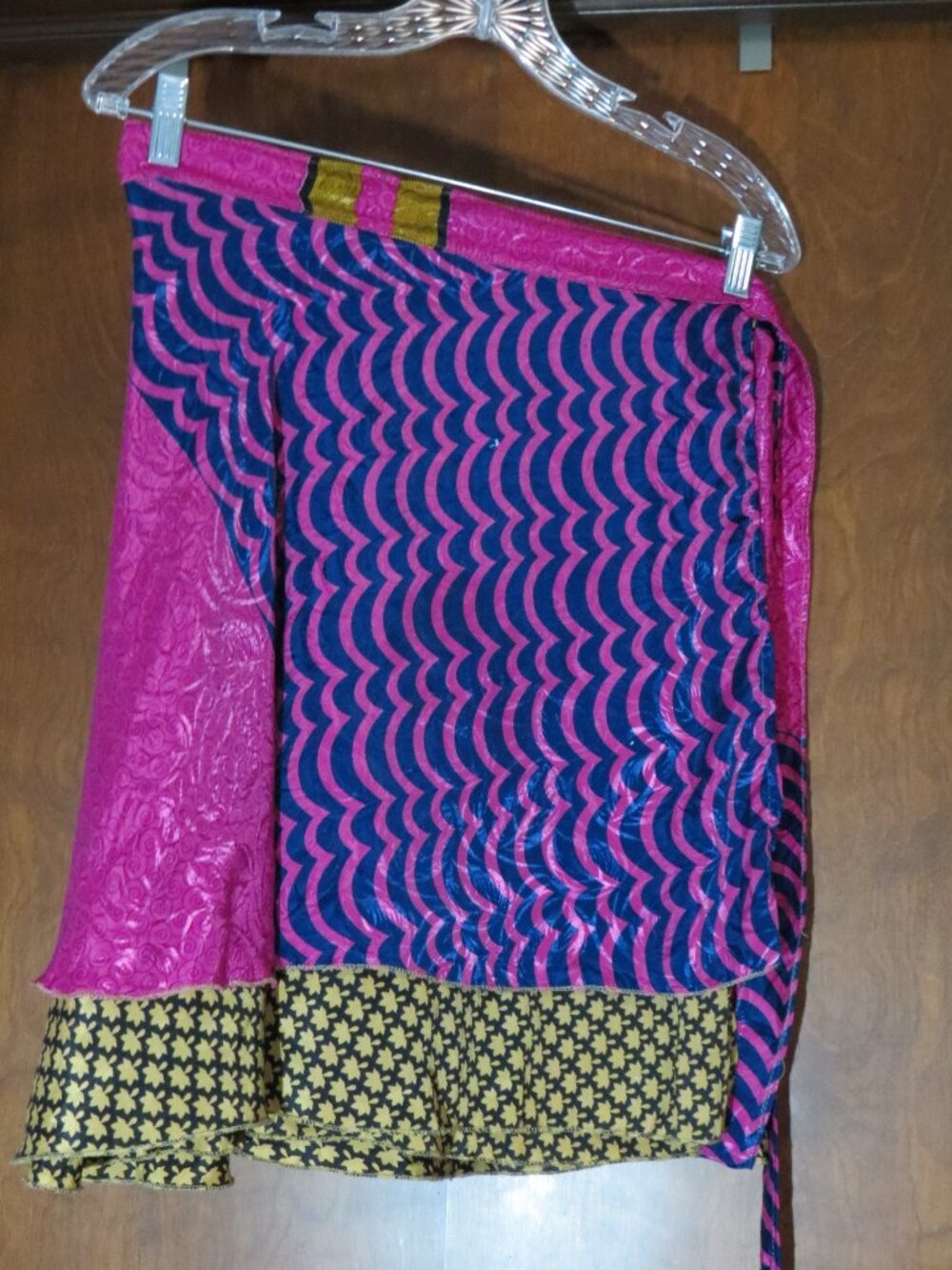 Darn Good Yarn Sari Silk Wrap Skirt XL 8-20 Mini Reversible